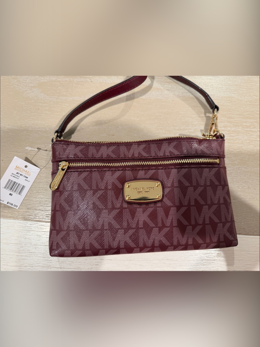 Michael Kors Merlot Wristlet with Gold Hardware
